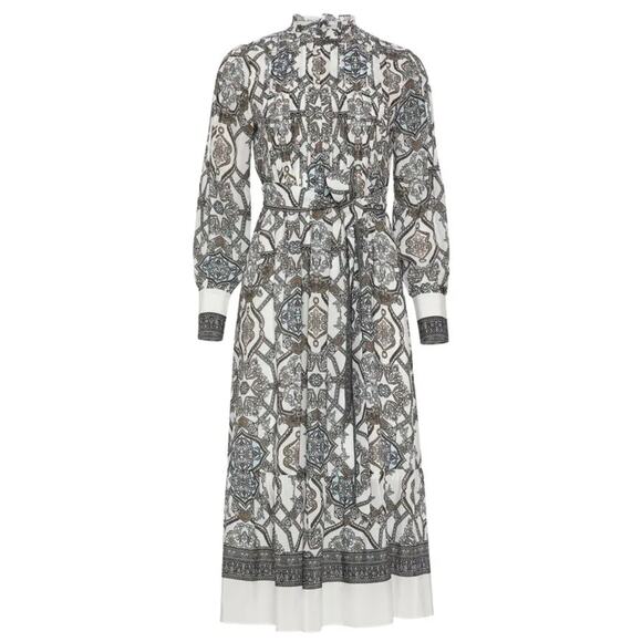 Marie Oliver Catie Silk Midi Dress Women’s XL Long Sleeve Opal Medallion print - Picture 1 of 9